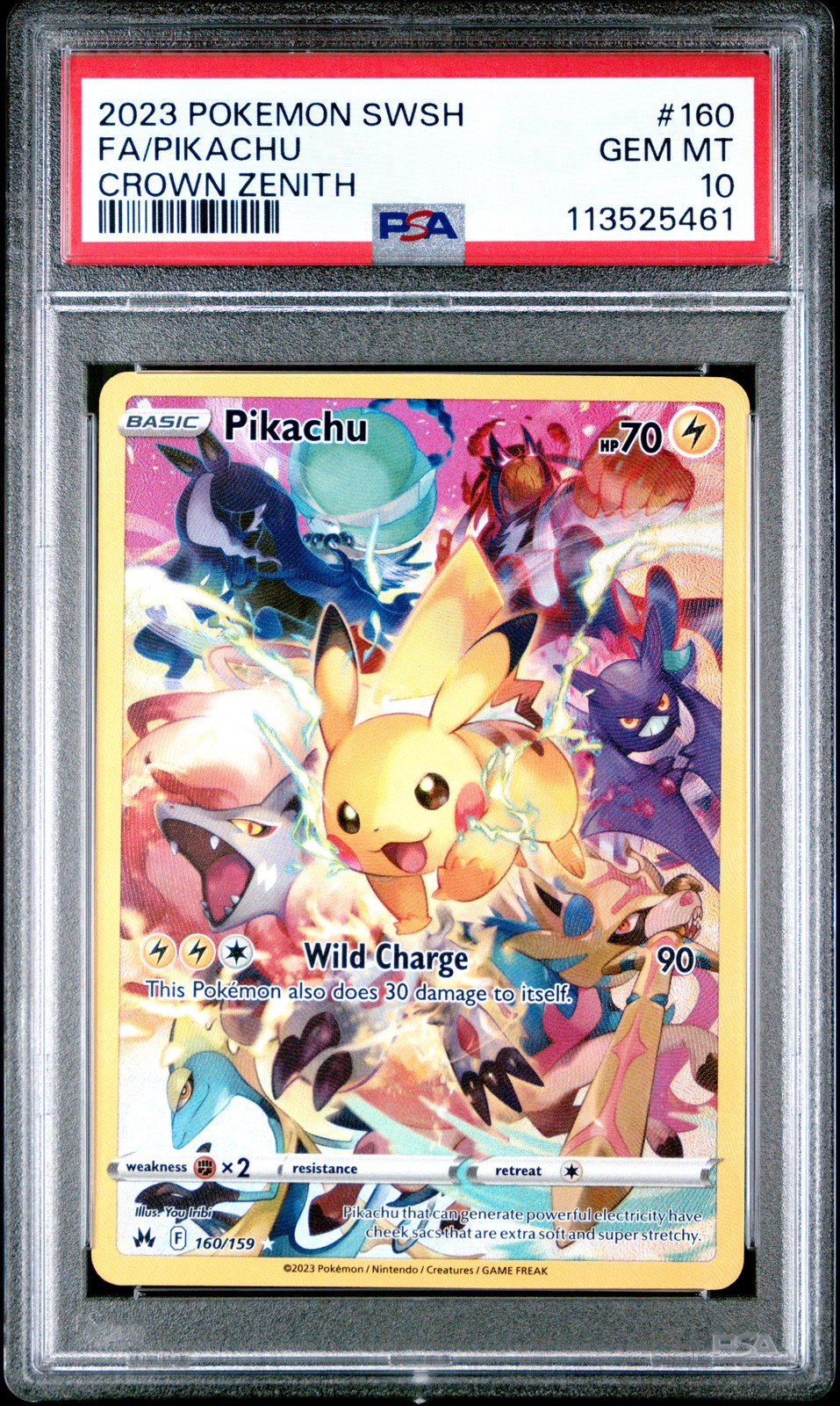 2023 POKEMON SWORD & SHIELD CROWN ZENITH #160 FULL ART/PIKACHU PSA 10