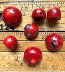 7 assorted Red Coral HALF DRILLED half sphere beads LOT