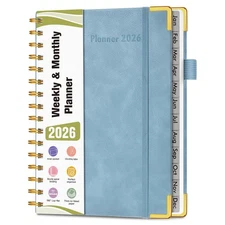 2026 Planner, Hardcover Leather Weekly and Monthly Planner, January 2026 - De...