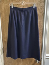 The Villager Vintage Wool Skirt Navy Blue Long Maxi Skirt Union Made Button USA