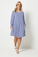 Yours Curve Plus Size Womens Stripe Dress