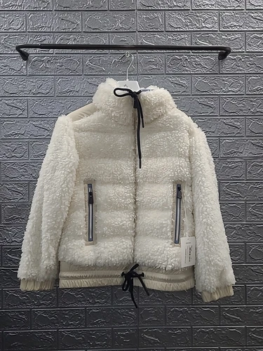 Nuovo cardigan Moncler Maglia Grenoble imbottito zip in fauz sherpa piumino taglia small