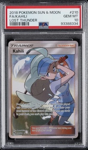2018 POKEMON SUN & MOON LOST THUNDER #210 FULL ART/KAHILI PSA 10
