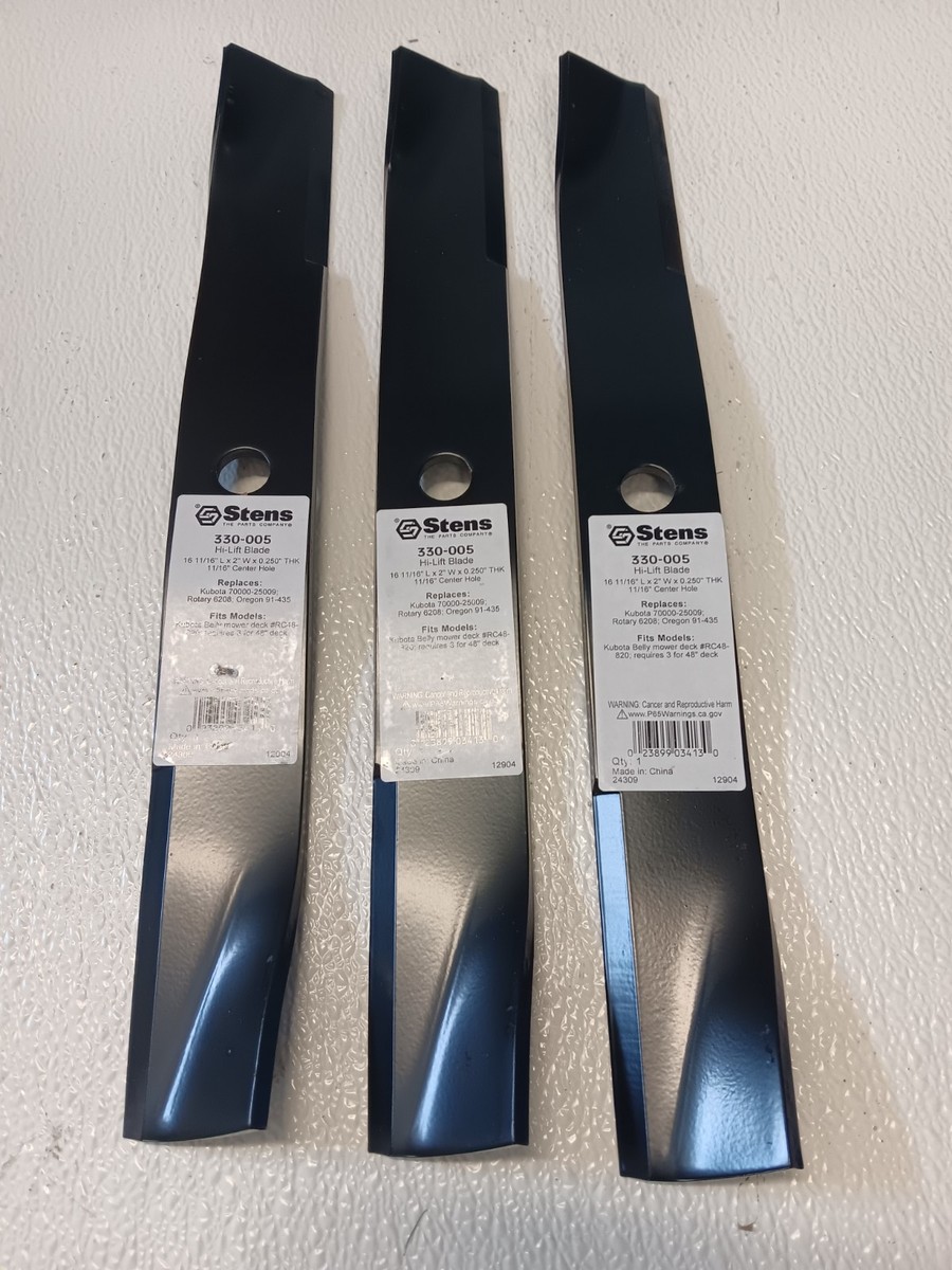 3 XHT Lawn Mower Blades to fit Kubota 70000-25009 RC48-G20 RC48