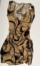 Women's Vintage 90s Sleeveless Patterned Wrap Dress Abstract Design