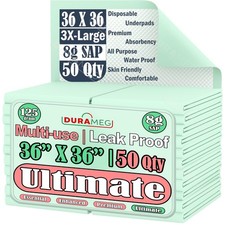 Chucks Disposable 50-Pads Underpads 36x36 Incontinence Chux Pads - 8g Super...