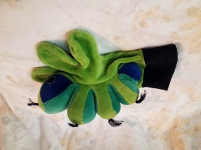 Caterpillar Plush Stuffed Glove Hand Puppet Blue Green Worm Leaves Beleduc