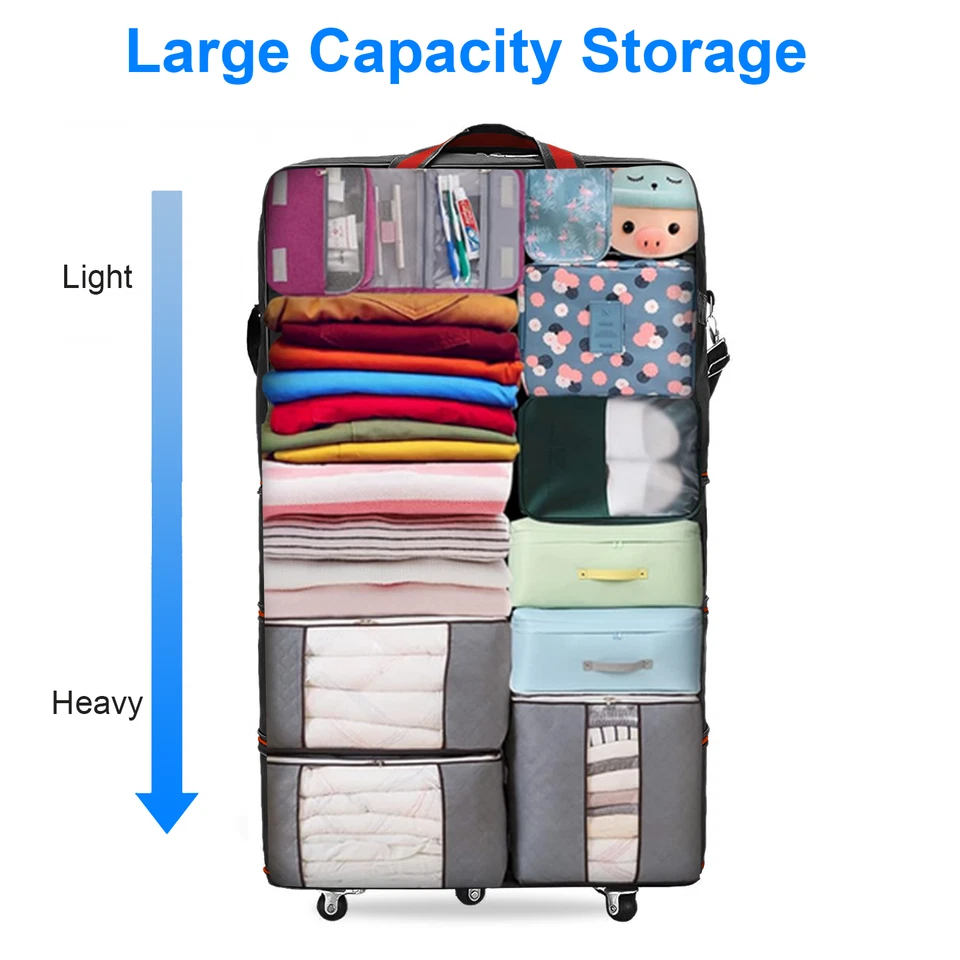 Expandable Duffle Luggage Bag 1200D Foldable Travel Bag 32"/42" w/Rolling Wheels - Image 3 of 4