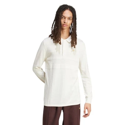 adidas Originals Langarm Polohemd Oberteil Weiß Trefoil Retro Casual Fashion - Bild 1 von 4