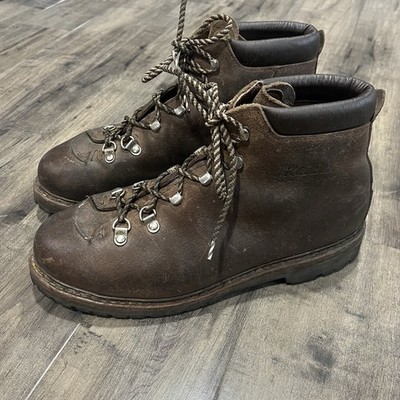 Raichle Brown Leather Hiking Mountaineering Boots. Made In Switzerland.  Vtg