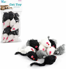 Play Fur Mice Cat Toys 12Pack Soft Polyester With Rattling Sound For Interactive