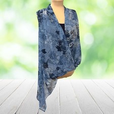 KAREN KANE Asym Tunic Top Wrap Front Layered Sleeveless Blue Floral Chiffon XL
