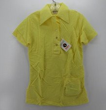 VINTAGE King Louie Polo Shirt Women 30 Yellow Bowling 70s Leisure USA Small NEW