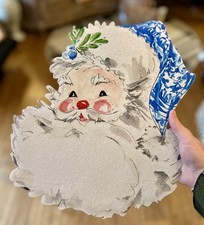 Blue And White Santa Claus Metal Stake Christmas The Round Top Collection