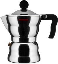 Alessi 3-Cup Moka Espresso Coffee Maker with Thermoplastic Resin Handle and