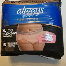 Always Discreet Boutique Incontinence Underwear, Peach - Size XL - 16 count NEW