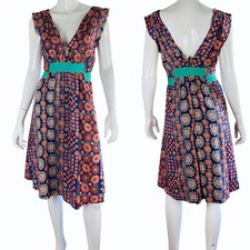 Marc Jacobs Womens Patterned Dress Size 2 Sleeveless Plunging Neckline Bohemian
