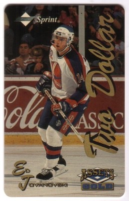 Assets Gold: $2. Ed Jovanovski Hockey Coke Logo Shows On Wall SAMPLE Phone Card