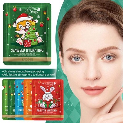 Weihnachten Obst Pflanze Gesichtsmaske Feuchtigkeitsspendende Feuchtigkeitsmaske Gesichtsbehandlung T2E0