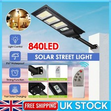 Solar Street Light 840LED Waterproof Road Lamp Radar Sensor w/ Remote Outdoor UK