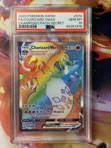 Pokemon 2020 Charizard VMAX 074/073 Rainbow SR Champion's Path GEM MINT PSA 10
