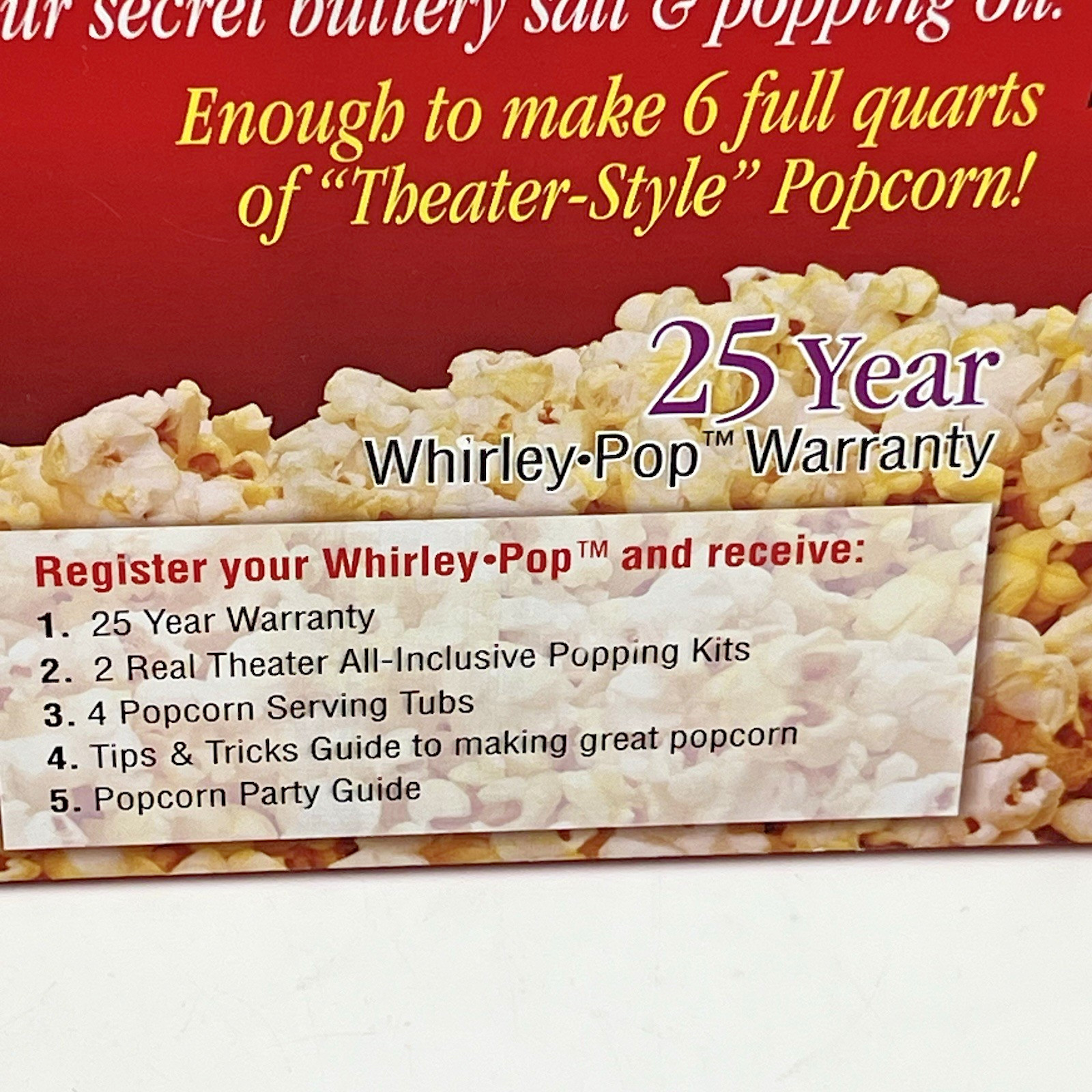 Whirley Pop 3 minute Popcorn Popper Theater Style Popcorn Stove Top 6 qt NEW!