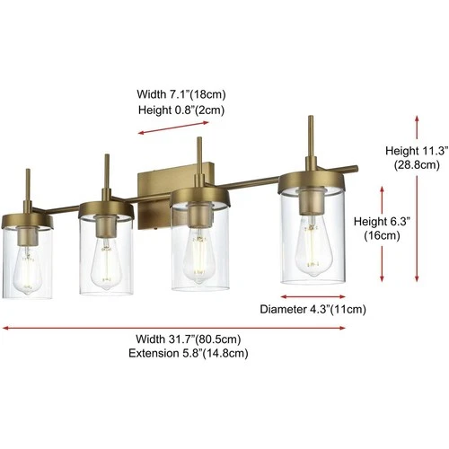 Living District LD7319W32SG Taryin Bathroom Vanity Light Satin Gold - Picture 7 of 8