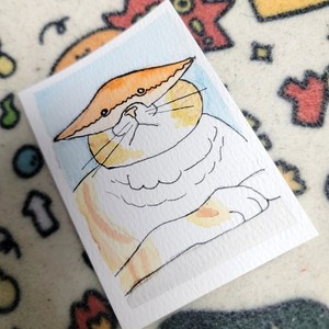 ACEO original painting Cat 2.5 x 3.5 by Michelle Amador
