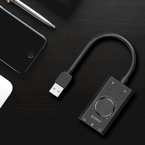 2-in-1 15Hz-25KHz Universal External USB Driver-Free Sound Card LED Indicator B - Afbeelding 13 van 13
