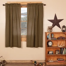 Rustic 63"x36" Green Plaid Panel Pair Rod Pocket Tea Window Curtains VHC Brands