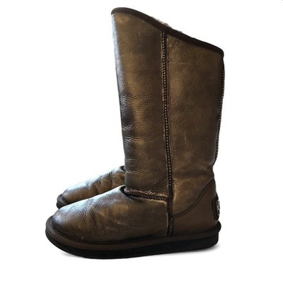 Australia Luxe Collective Bronze Metallic Brown Leather Shearling Boots Size 6