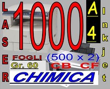 1000 FOGLI DA 2 COPIE CARTA CARBONE CHIMICA X STAMPANTI LASER E INKJET A4 COLORE