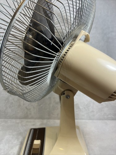 Vintage GALAXY 12-1 K 1-C Cream w/Dark Brown Blades 3-Speed Oscillating Fan READ - Picture 12 of 13
