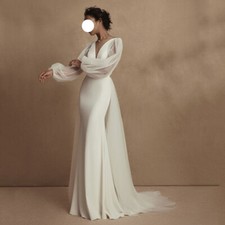 Train Wedding Dresses Simple Backless Civil Bride Dress Mermaid Bridal Gown