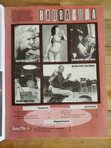 Barracuda Magazine #05 Steve McQueen Kitten DeVille Burlesque Pinup Stag NOS - Picture 2 of 6