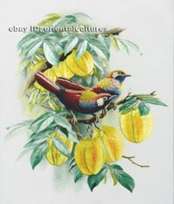 Chinese 100 real natural silk thread,su hand embroidery kits:birds 9"