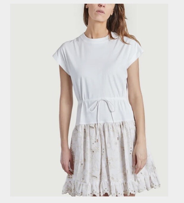 chloe embroidered short dress Chloe Sequin Embroidered Mesh Skater Dress main image 1