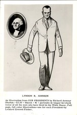 LD246 Wire Photo LYNDON B JOHNSON Cartoon Illustration Leonar Everett Fisher Art