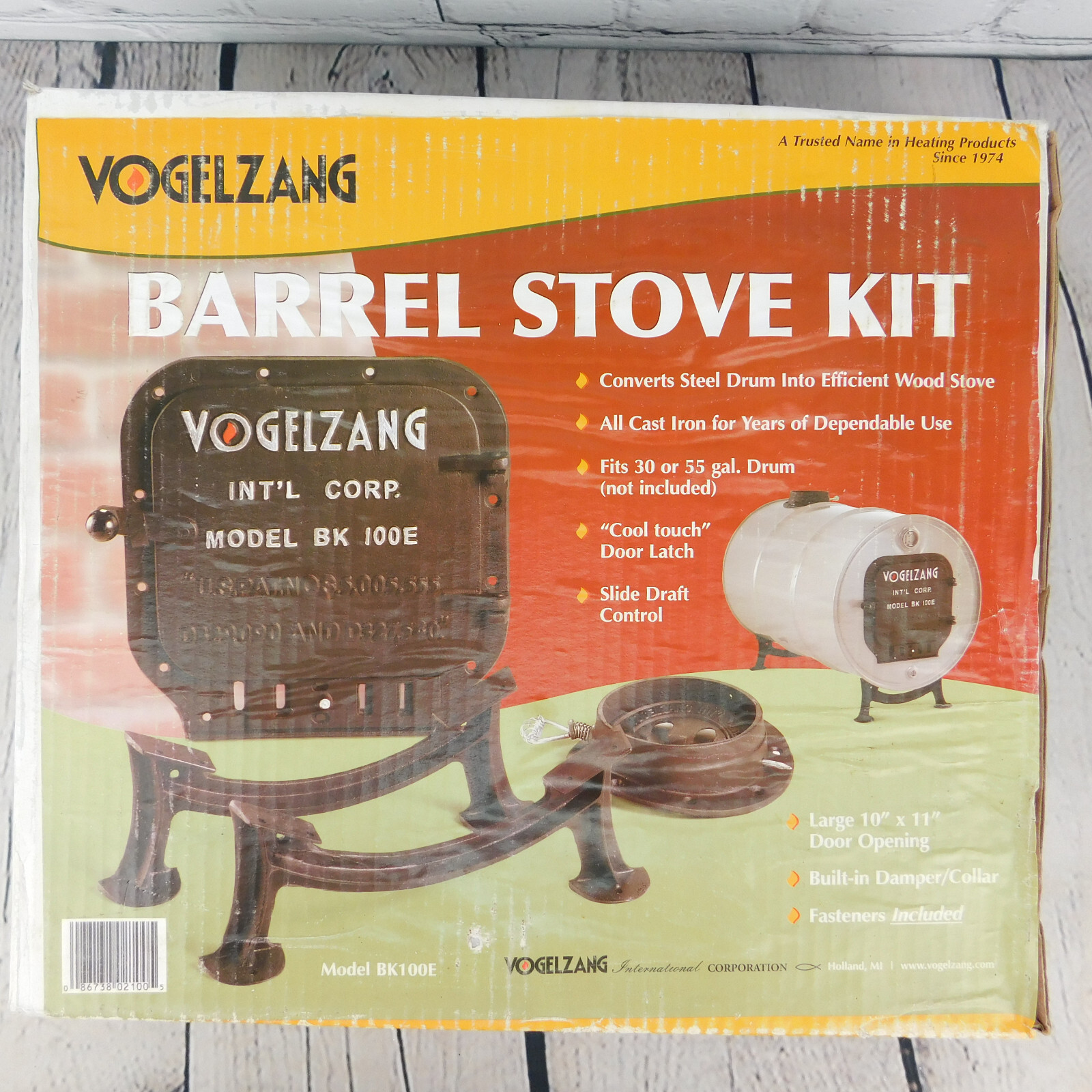 Vogelzang Barrel Stove Kit Large 10 x 11 inch Door Opening BK100E New