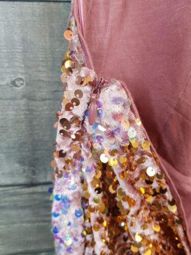 Free People Glitter & Gold Midi Dress XL Pink Sequin Halterneck Party Occasion - Picture 14 of 17