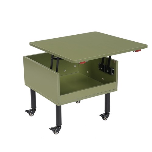 Coffee Table W/ Storage Adjustable Height End Side Table Moveable Wood Organizer - Picture 14 of 19