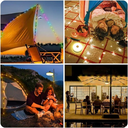 Outdoor Portable Camping Light RGB/WW Retractable String Lights Reel Waterproof - Picture 7 of 32