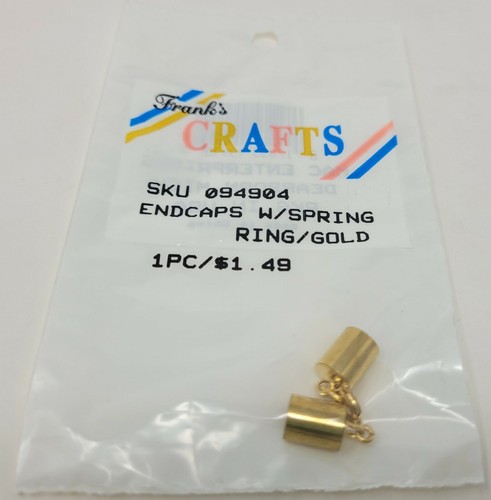 10 Gold Brass Metal Endcaps & Spring Ring Lobster Clasp for Thick Jewelry Cords - Picture 4 of 6