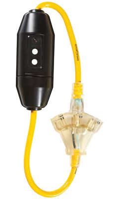 Yellow Jacket 2816 12/3 SJTW In-Line GFCI with 3-Outlet Lighted Power Block, ...