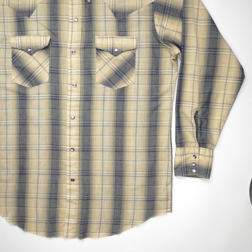 Vtg Dee Cee Rangers Shirt Men XL Plaid Western Blue Tan Cowboy Purple Pearl Snap - Picture 9 of 15