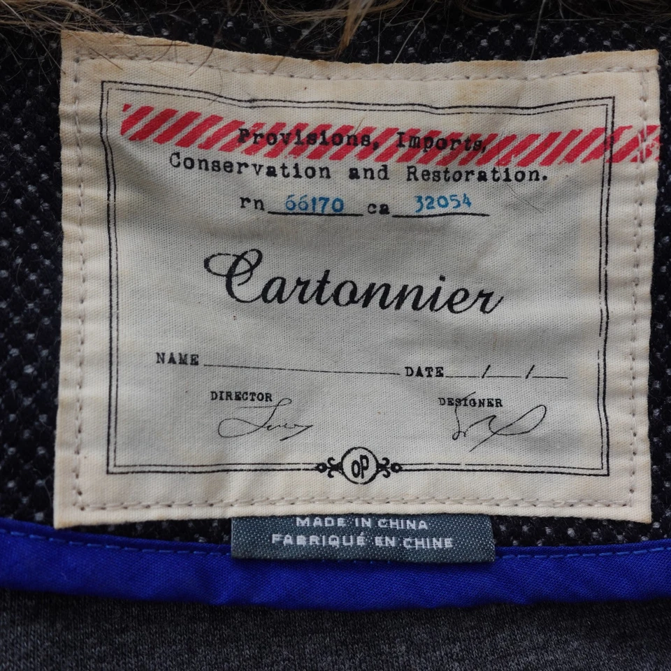 Anthropologie Cartonnier Jacket 0P XS Blue Wool Crop Moto Fur Collar Grunge Y2K - Image 4 of 4