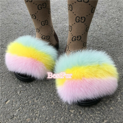 Fox Fur Max Fur Slippers Aspen Slipper With Fox Band And Vision