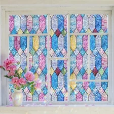  Window Privacy Film, Rainbow Decorative Stained Glass 17.3 x 78.7 Inches
