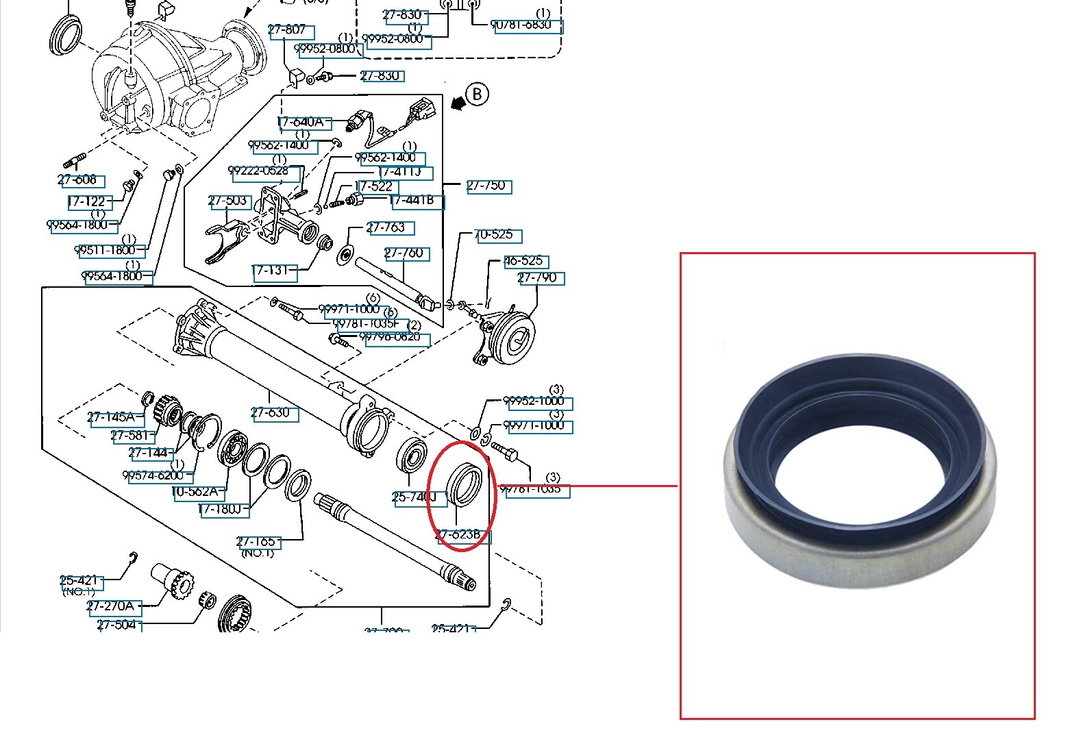 FRONT DIFF EXTENSION TUBE OUTER SEAL L/H (ID-40MM) For MAZDA BT50 2.5TD 2006+