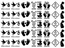 Baby on Board 40 pcs 1 Inch Black Fused Glass Decals